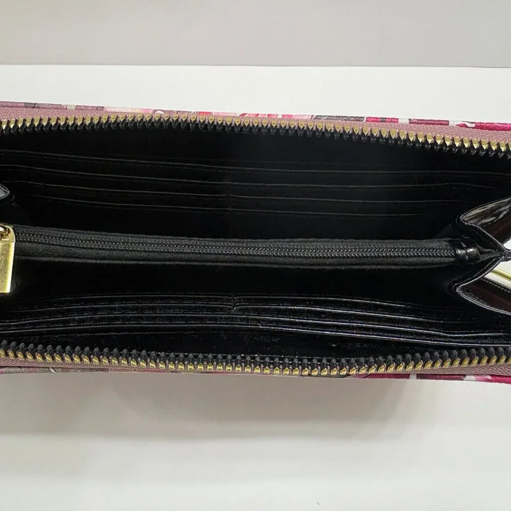 BETSEY JOHNSON Pink/ Black Floral Watercolor Wristlet/ Clutch/ Wallet - NWOT